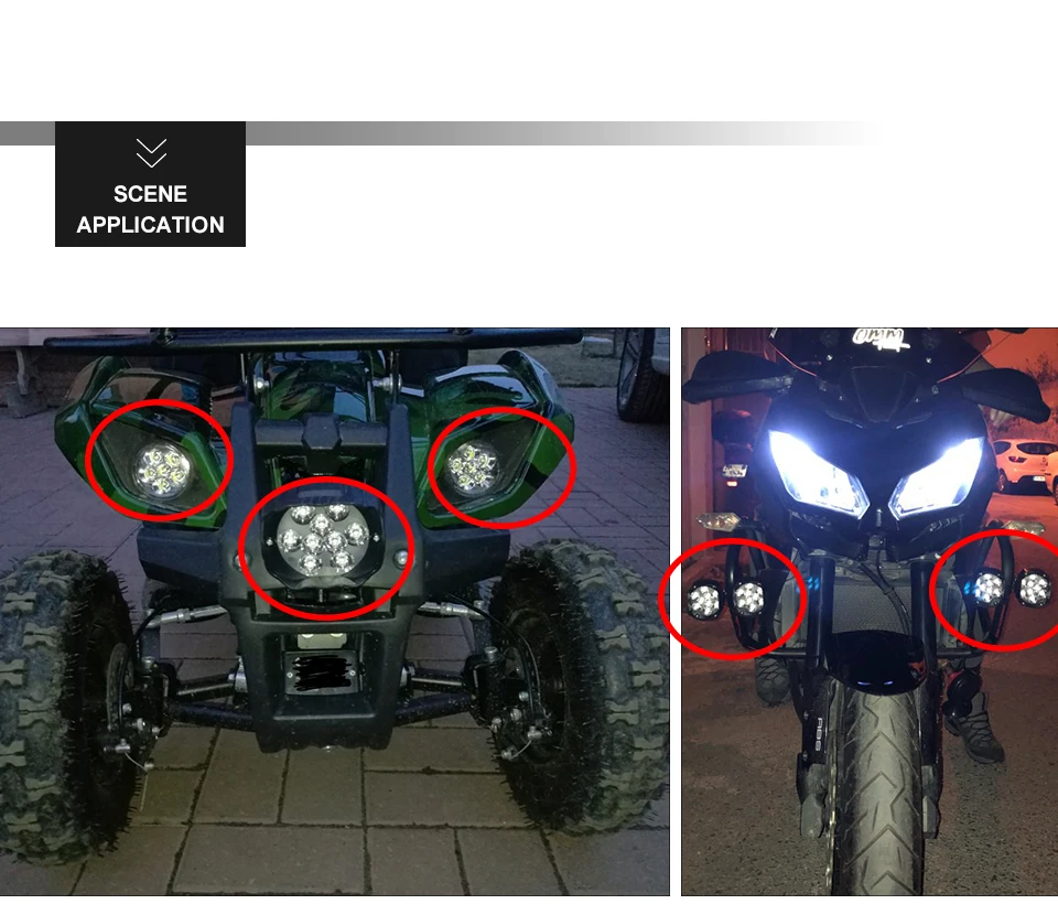 12V рабочий свет светодиодные электрические автомобильные фонари 6500K прожектор фара мотоцикла противотуманная фара для авто Мотоцикл Внедорожный Скутер ATV Лодка