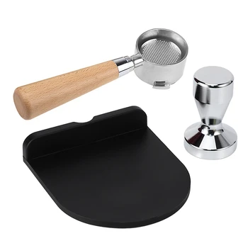 

51mm Coffee Tamper Mat Silicone Rubber Tampering & Coffee Bottomless Portafilter for Delonghi EC680/EC685