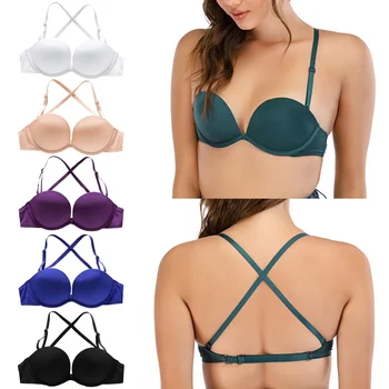 

Fashion Summer Women Seamless Solid Color Bra U-shaped Cut-back Intimates Simple Underwear