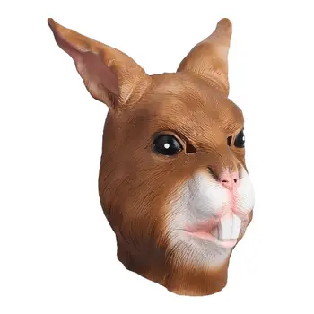 

Brown Rabbit Animal Head Latex Mask Bunny Costume Halloween Party Cosplay for Adult Props
