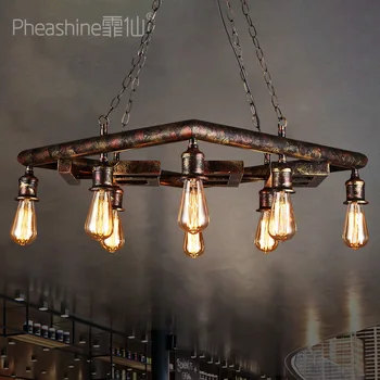 

Loft Industrial Wind Living Room Square 8 Iron Chandelier American Vintage Bar Lights