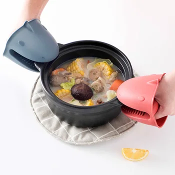 

1Pc Silicone Heat Resistant Gloves Shark Clips Insulation Non Stick Anti-slip Pot Bowel Holder Clip Cooking Baking Oven Mitts