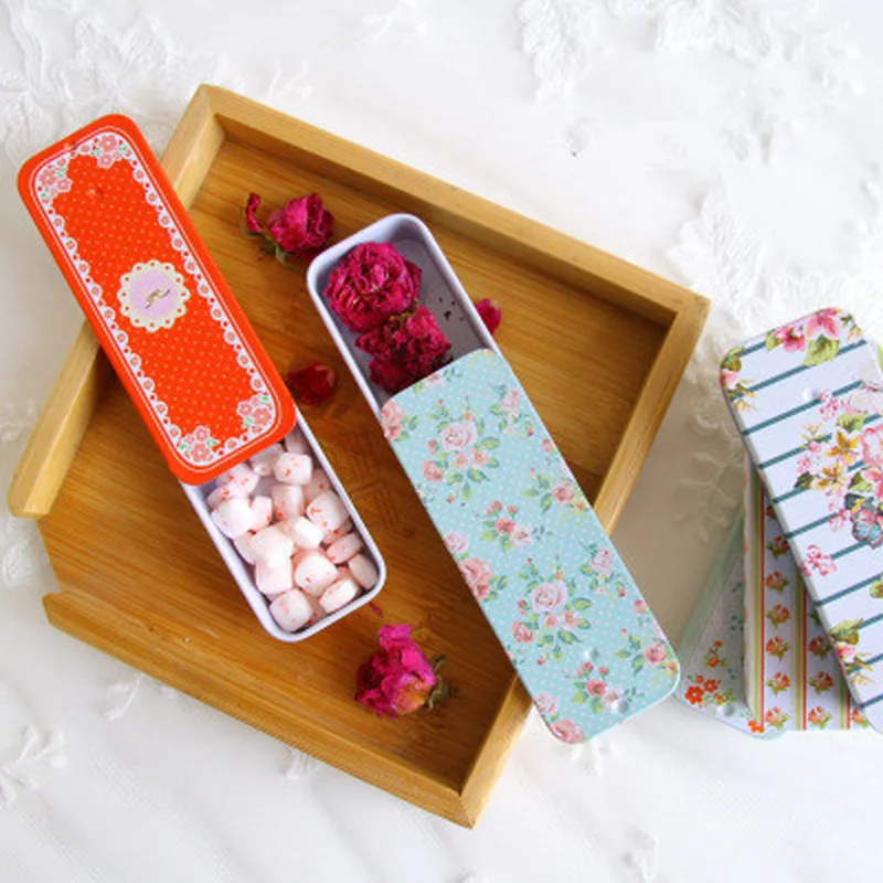 

New Colorful Mini Tin Box Slide Cover Packing Boxes Jewelry Candy Box Small Storage Boxes Cans Coin Earring Headphones Box