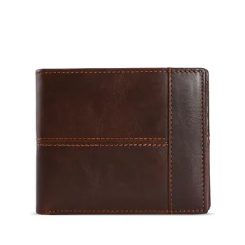 

12PCS / LOT Men's silm Wallet Male Small Purse Men Card Holder Wallets Brown men Leather wallets Coin Pocket Soild Clutch male