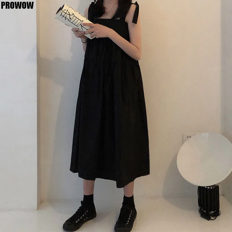 2020 Summer Long Dress Women Korean Ins Sexy Suspender Dress Retro New Lattice Loose Without Sleeve Dressse Female Sundress