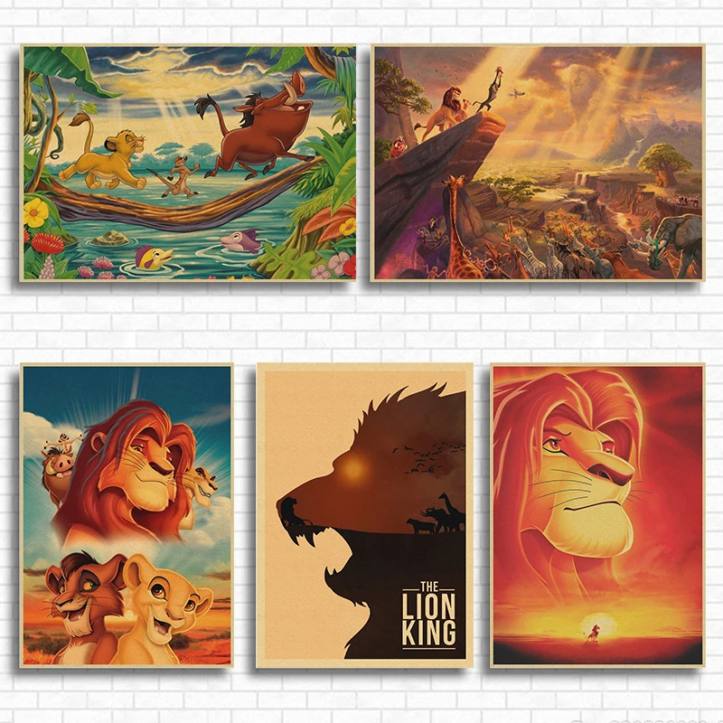the lion king cartoon movie poster vintage kraft paper drawing core decoration wallpaper mural stickers painting picture