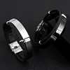 Leather Bracelet Blank For Engrave Stainless Steel Plate To Engrave Layer Leather Bracelet Bangles For Men Wholesale 10pcs 1