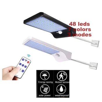 

48 LED Solar Wall Lamp Radar Wave Induction Lighting With 3 Working Modes Remote Control IP65 Waterproof Street Light remote