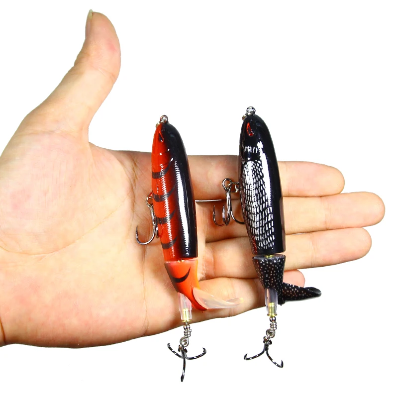 

1pcs Quality Whopper Plopper 100mm/ 13g Artificial Top Water Fishing Lure Hard Bait Wobbler Rotating Soft Tail Fishing Tackle