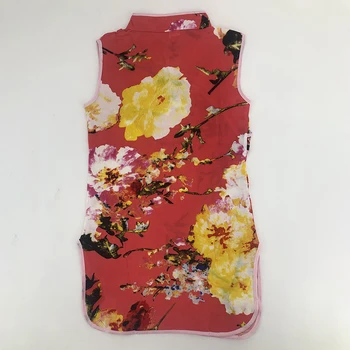 

3 Colors Baby Girls Chinese Dress Sleeveless Cheongsam 2-7Y New Year Clothing Wedding Evening Dress