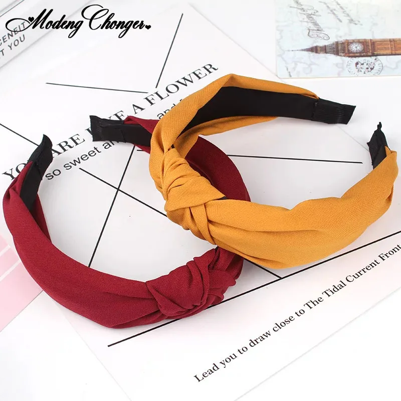 

1 PCS Simple Cloth Headband Girls Bow Hair Hoop Korean Fashion Knot Hairband Autumn Winter Hair Accessories Wide for Women Hot