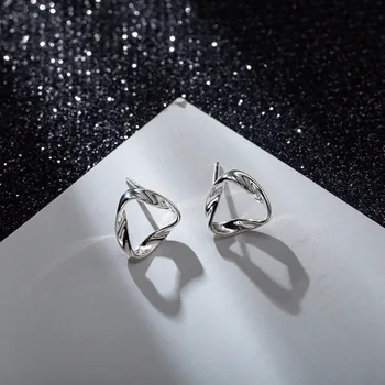

Irregular Triangle Shape Real 925 Sterling Silver Studs Earrings for Womens Girls Small Korean Earings Gifts Jewelry