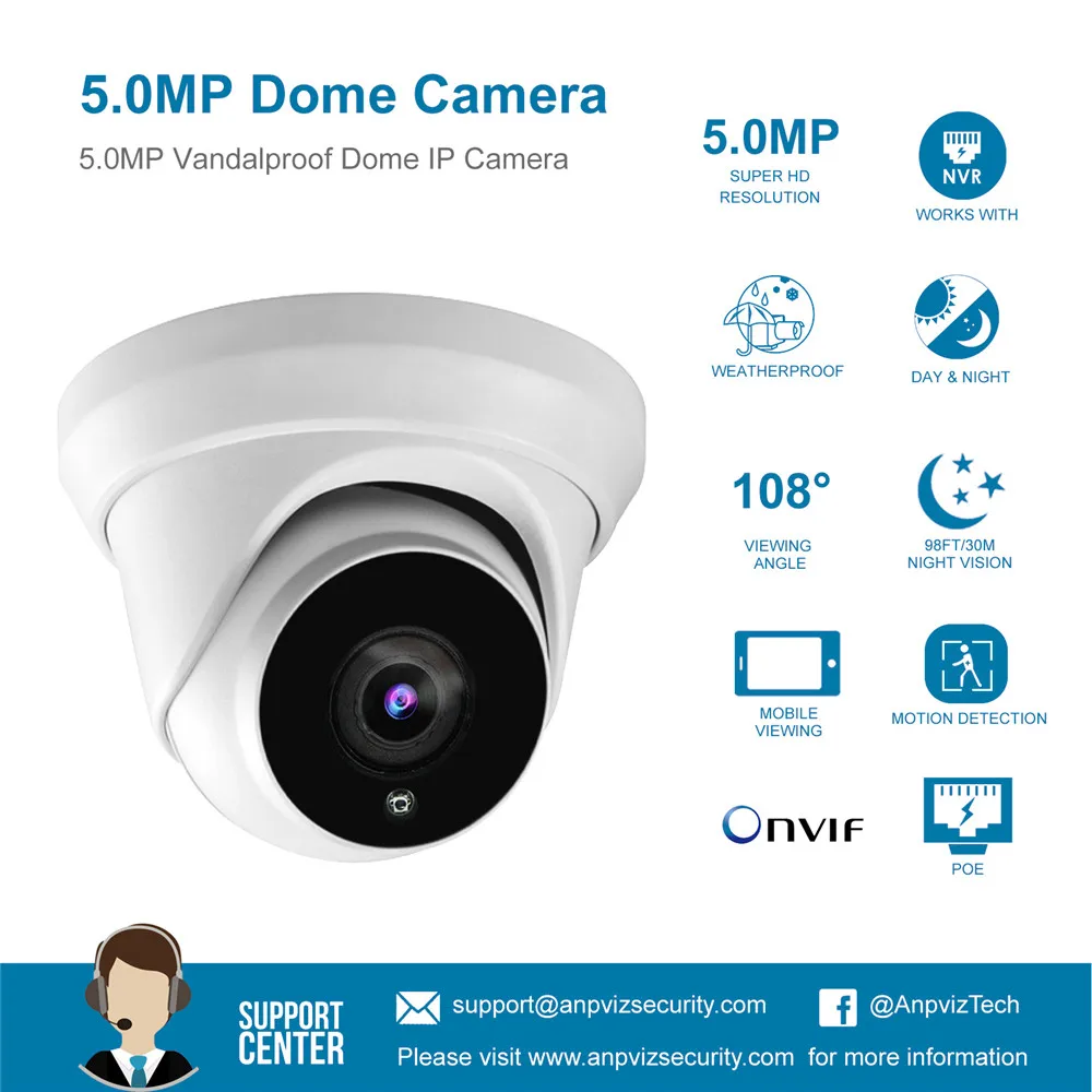 Anpviz (kompatybilny z Hikvision) IPC-D350 5MP POE kamera IP dom/bezpieczeństwo zewnętrzne wideo cctv nadzór DHCP ONVIF P2P Anpviz (kompatybilny z Hikvision) IPC-D350 5MP POE kamera IP dom/bezpieczeństwo zewnętrzne wideo cctv nadzór DHCP ONVIF P2P