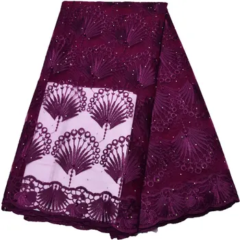 

Wedding Mesh Frenc Lace Fabric Nigerian Beaded Lace Fabrics Dress Material Deep Purple Africa High Quality Lace Fabric N2895