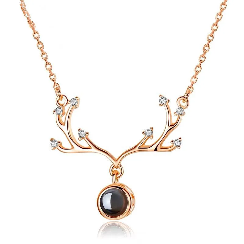 rose gold D Подарок для девушки на 100 языках: «Я люблю тебя», проекционное ожерелье, подарок на день Святого Валентина - Цвет: rose gold D