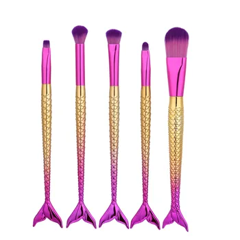 

5PCS Fish Scale Make up Brushes Set For Foundation Powder Blusher Eyeshadow Concealer Lip Face Brush Cosmetics Brush Tool #1014