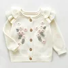 New Spring Autumn Infant Baby Girls Knit Long Sleeve Flower Coat + Braces Rompers Clothing Sets Kids Girl Suit Clothes 0-3Yrs ► Photo 2/6
