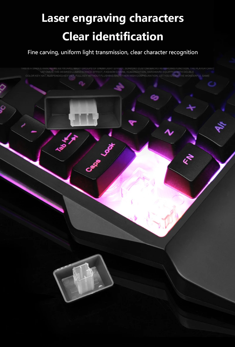 Клавиатура G30 с одной рукой для игр PUBG разноцветная подсветка подсветки не
