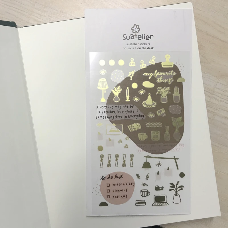 Suatelier 1081 On The Desk Stickers Scrapbooking Cute Clip Stationery Design Korean Sticker Junk Journaling Supplies Craft