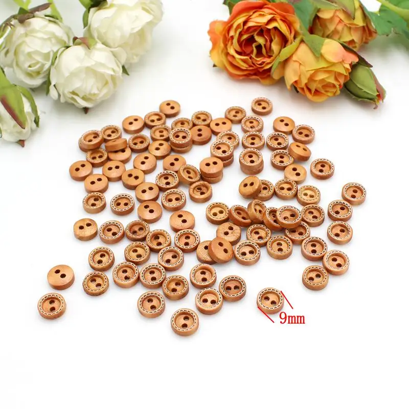 100pcs or 200pcs/lot Mix mini buttons for doll craft scrapbooking wood small buttons 9mm -10mm diy crafts Supplies Home Decor 2