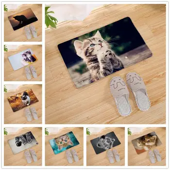 

Cute Cat Enter Door Mat Kitchen Carpet Front Doormat Kitchen Rug Home Mat Indoor Room Non-slip Bath Mats Welcome Floor Mats