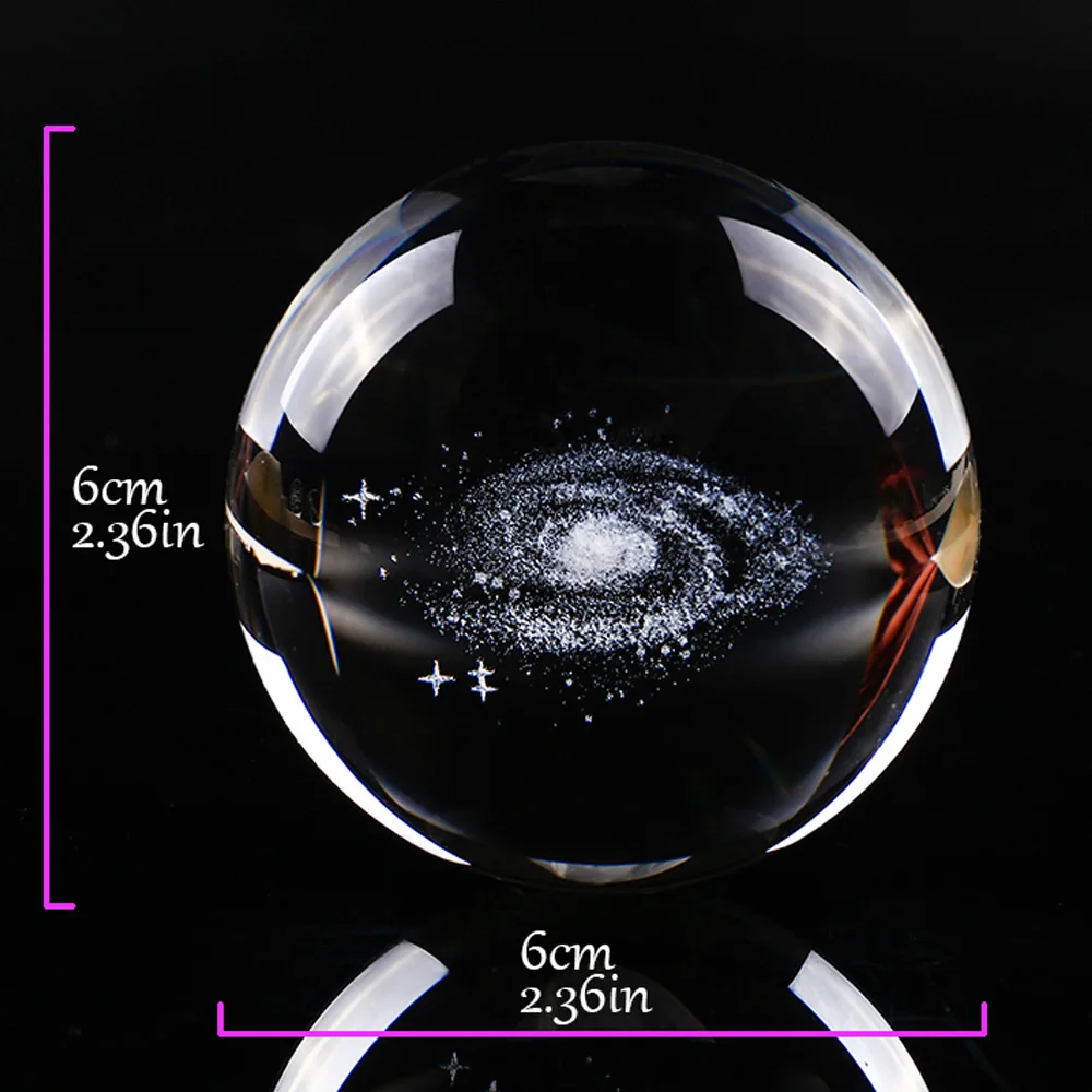 

Quartz Ball Laser Engraved Sphere Home Decor for Astrophile Glass Ball Fashion 6CM 3D Globe Galaxy Gift Creative Miniature