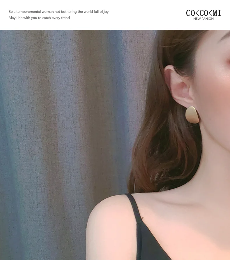 Vintage Glossy Metal Gold Geometric Stud Earrings For  Women Korean Fashion Lady Party Aesthetic Earrings Classic Jewelry Gift