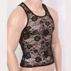 Men Lingerie Sissy tank top See Through Sheer U Neck Sleeveless Stretchy Floral Lace Muscle Fitted T-Shirt Undershirt Tank Top ► Photo 3/6