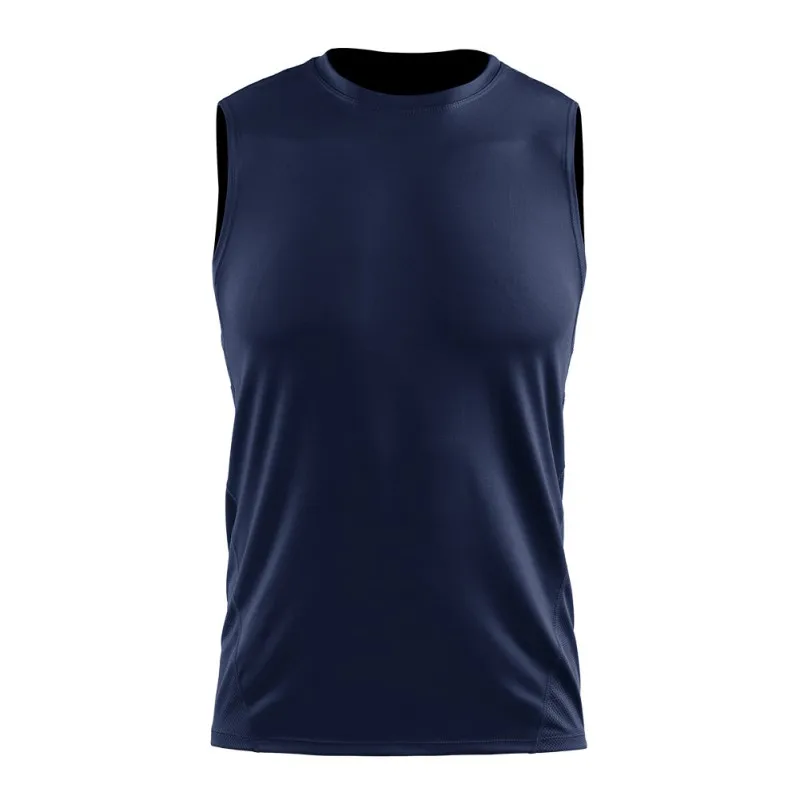 Men Sports Sleeveless Running Vest Quick-drying Breathable Bottoming Round Collar Sports Solid Color Vest HX01