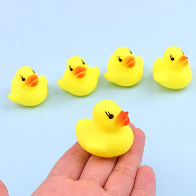 5Pcs/set kids Floating Bath Toys Mini Swimming Rings Rubber Yellow Ducks Fishing Net Washing Swimming Toddler Toys Water Fun 5