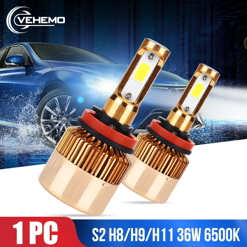 Vehemo S2 H8/H9/H11 8000лм светодиодный Светодиодный фонарь для фар, светодиодный противотуманный фонарь, автоматическое освещение в сборе, высокая мощность