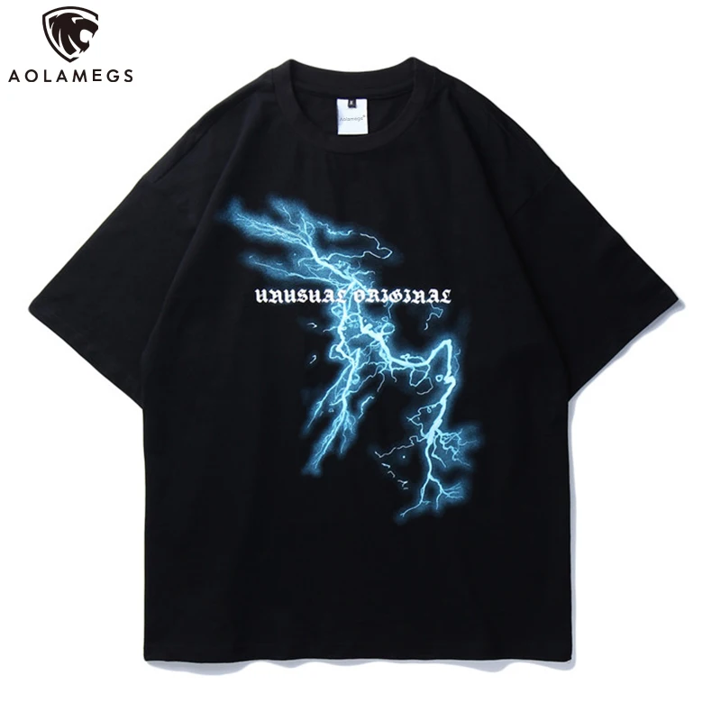 

Aolamegs Men T Shirt Funny Letter Printing Harajuku Style Soft Short Sleeve High Street Couple Casual Cool Summer Streetwear