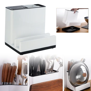 

Kitchen Organizer Rack Storage Stand Pot Lids Home Free Standing Cutting Board Cutter Restaurant Tableware Shelf PP Chopsticks