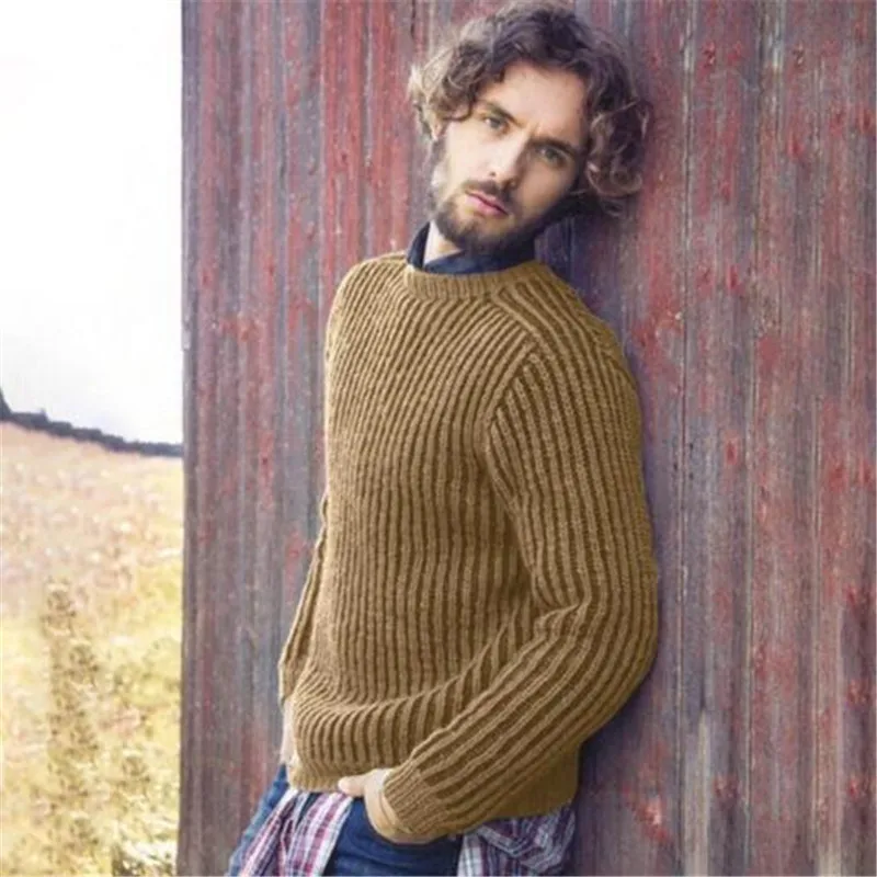 Autumn and winter solid color men knitted sweaters keep warm thicken sweater men high quality jumper mens pullover jersey hombre