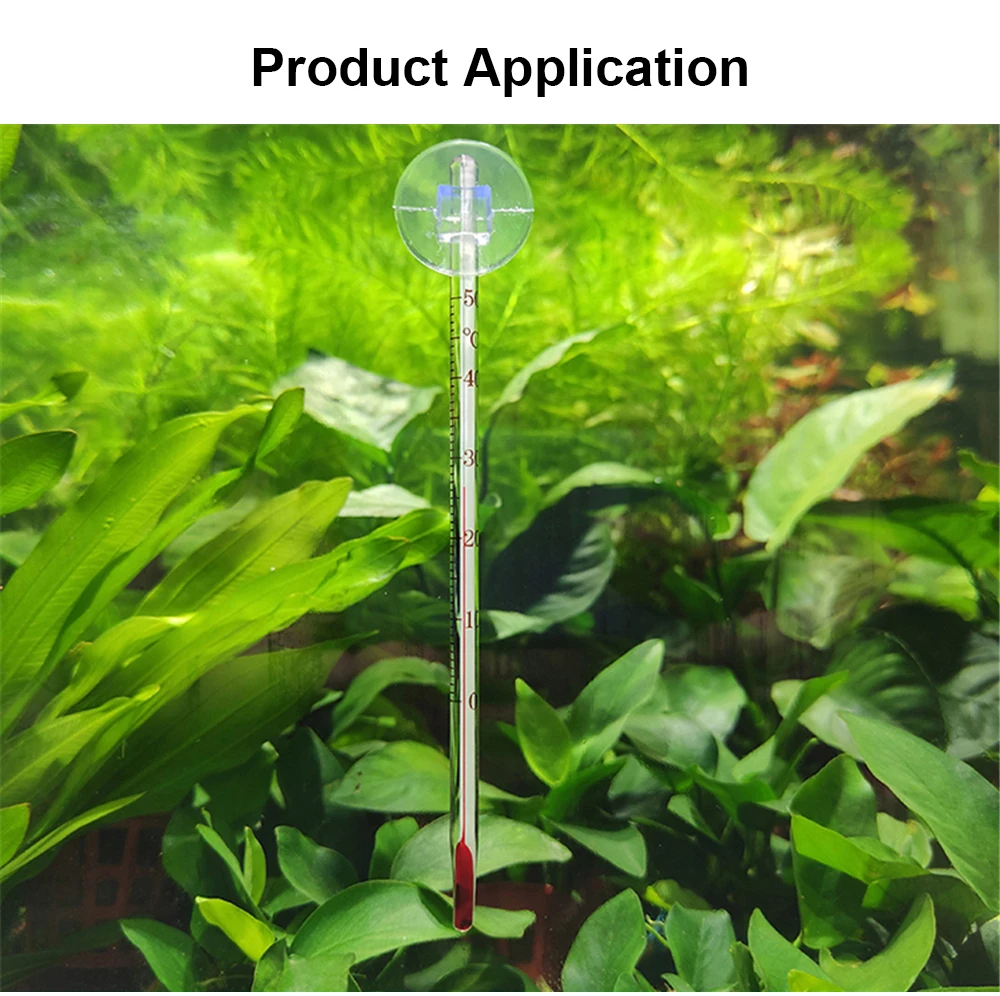 Glass Aquarium Thermometer Fish Tank Submersible Temperature Measuring Tool With Suction Cup 14CM 0-50℃ Aquarium Accessory