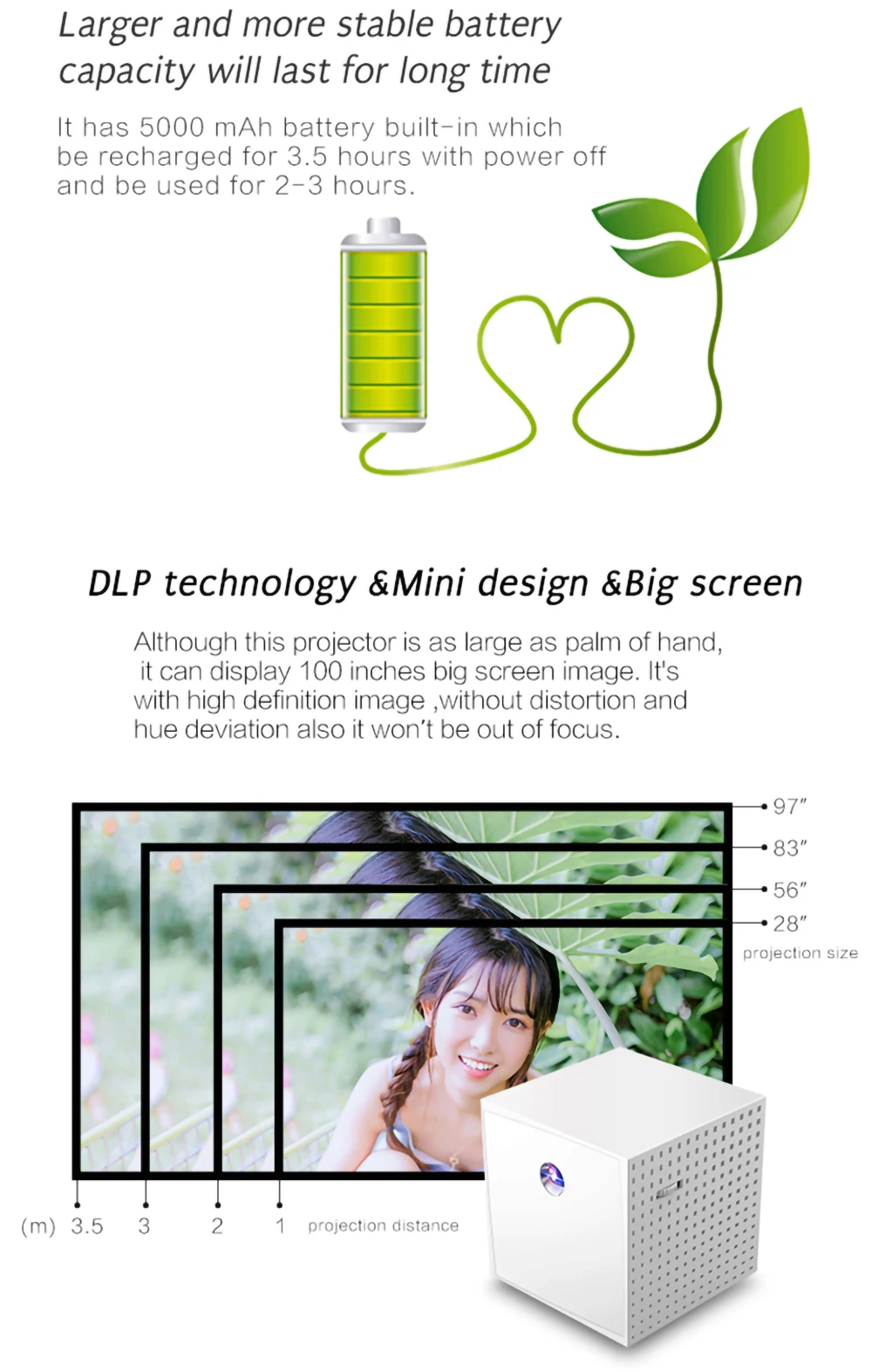 S201 Mini proiettore portatile 2000 lumen Sync Display cablato per home theater 1080P con HDMI USB TF_voghion.com