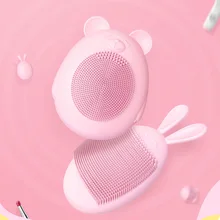 Силиконовая электрическая щетка для очищения лица в форме кролика медведя, ультразвуковая вибрационная щетка для мытья лица