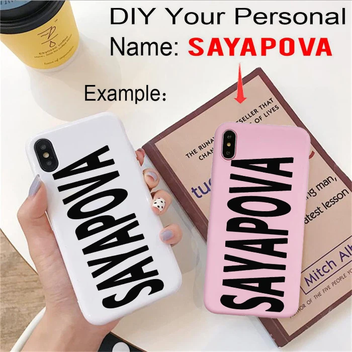 Personalized Custom Name Text Matte Solid Color Soft Cover Phone Case For iPhone 6 6S XS Max 7 7Plus 8 8Plus X 11 pro | Мобильные
