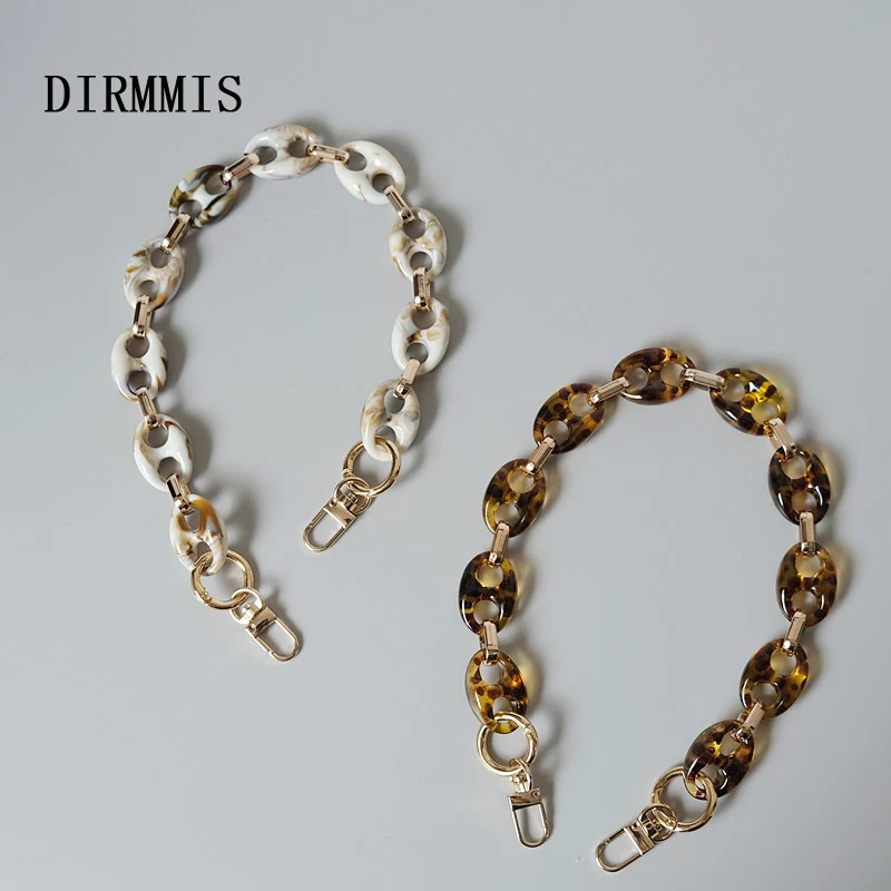 New Fashion Woman Handbag Accessory Chain Detachable Replacement Leopard Amber Blue Green Strap Women DIY Clutch Resin Chains