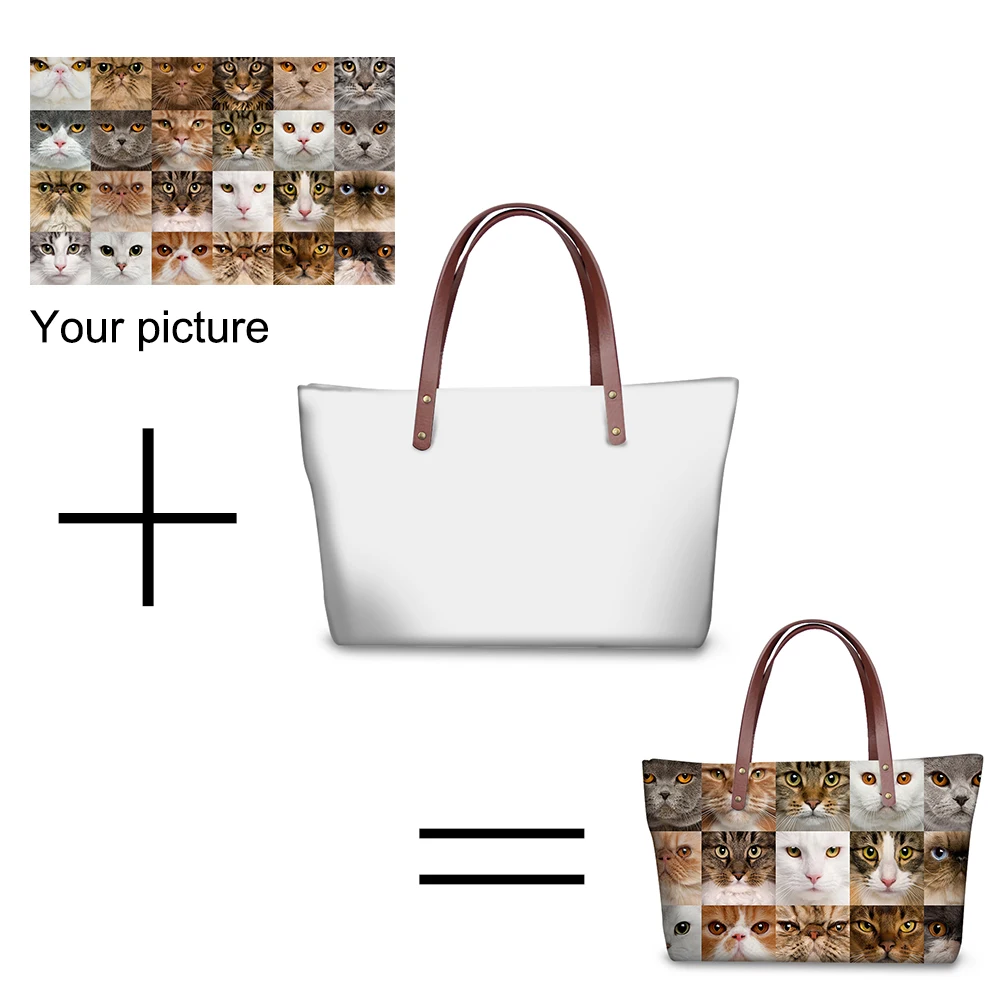 

Customize Own Pattern Tote Handbag for Women Lady Shopping Shoulder Bag Femme Large Capacity Waterproof Purse Daybag Dropship