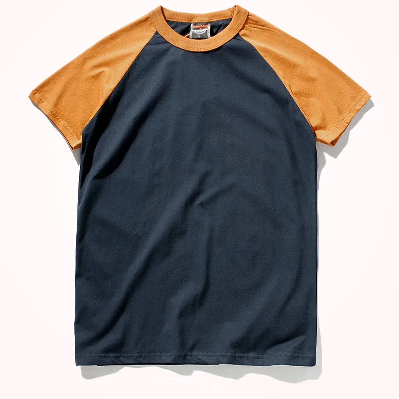 Camiseta manga larga raglán cuello redondo color combinado-Sheinside