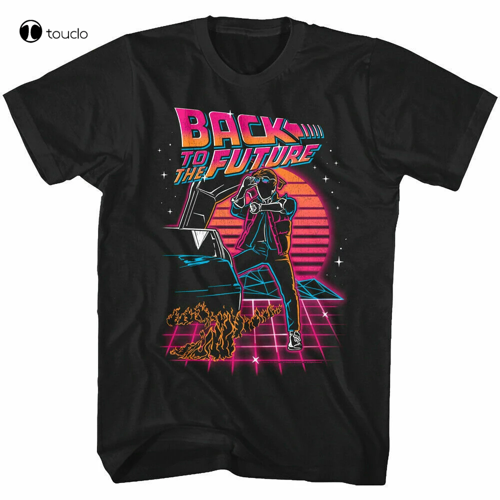 Torna Al Futuro Neon Sunset Maglietta Da Uomo 80S Synthwave Delorean Mcfly Movie.