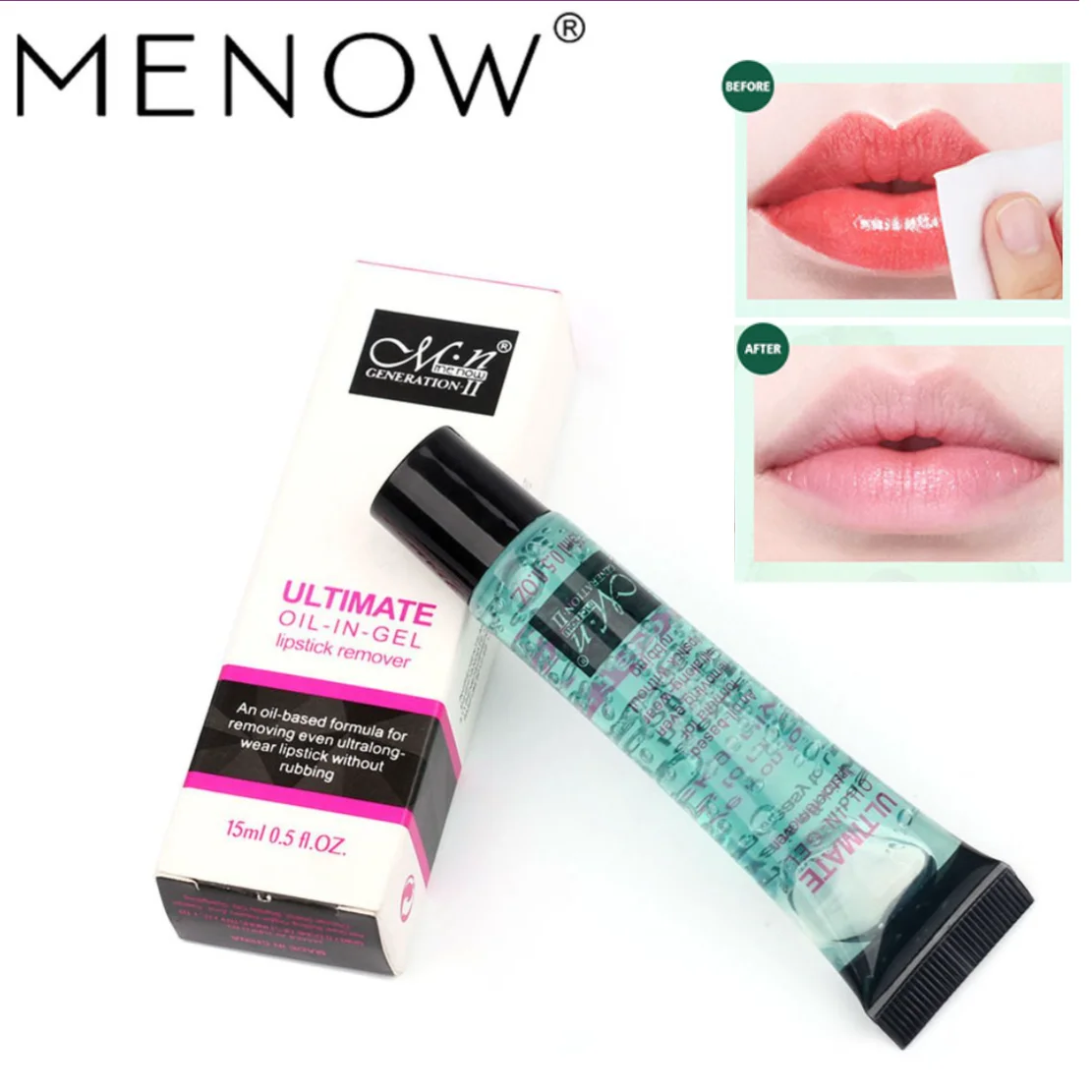 MENOW 15ml Lipstick Makeup Remover Gel Lip Stick Remover Gel Gentle Effective Quick Clean Easy to Use lipstick Remover Cosmetic