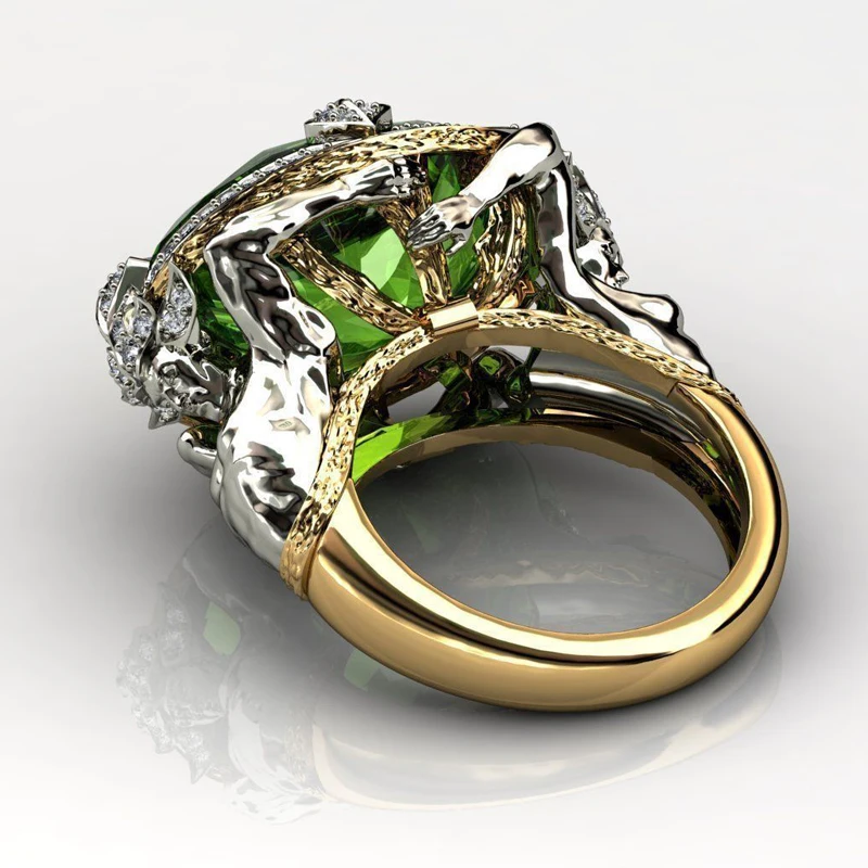 Креативное овальное кольцо с зеленым цирконом, высокое качество, золотой цвет, сверкающий кристалл, вечерние ювелирные изделия для девушек, обручальные кольца для женщин