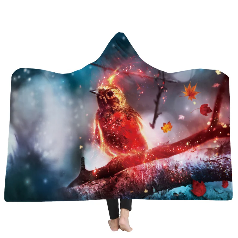 Животные шапка с дизайном «волк» одеяло с капюшоном из кораллового флиса теплое носимое теплое одеяло s для зимы одеяло s150x130cm одеяло с волком большое - Цвет: E