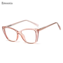 Женские трендовые оправы для очков кошачий глаз Новые оптические компьютерные очки TR90 гравия Стразы близорукость оправы для очков UV400