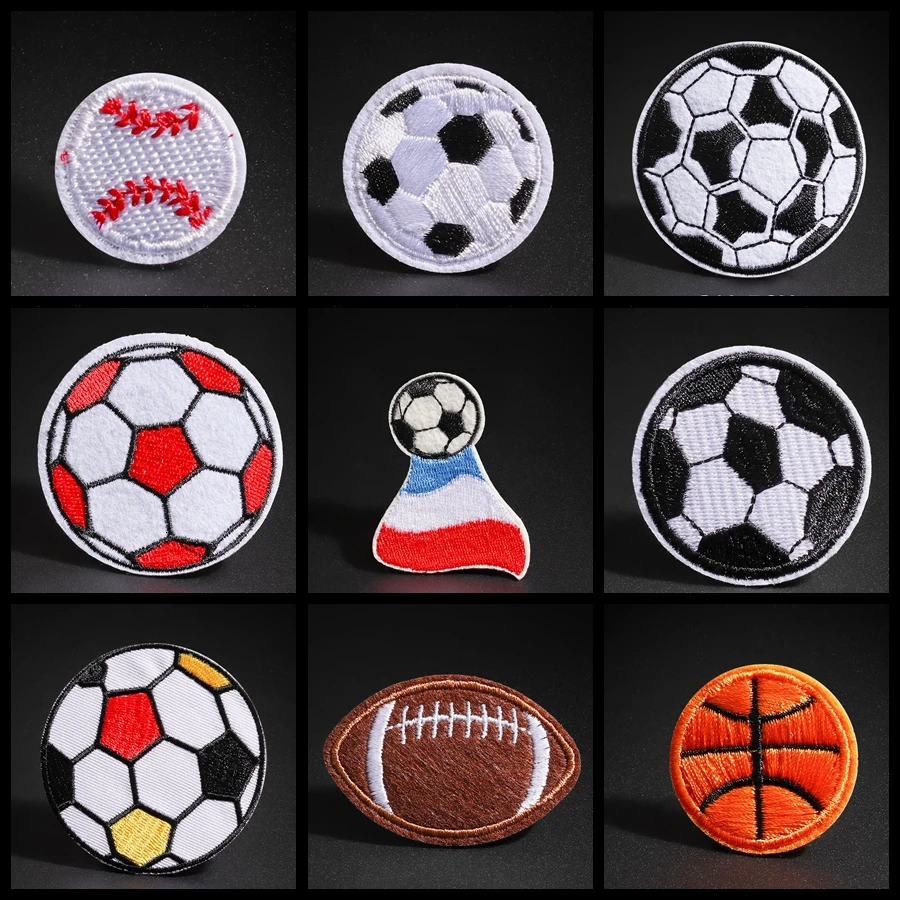 

Fine Sport Baseball Basketball Patches for Clothes Decor 3D Diy Embroidered Football Rugby Ball Appliques Kid Clothing Badges