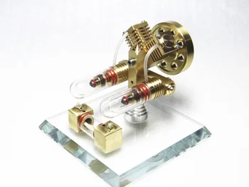 

Double-cylinder free piston v shape Stirling engine model external combustion engine micro generator