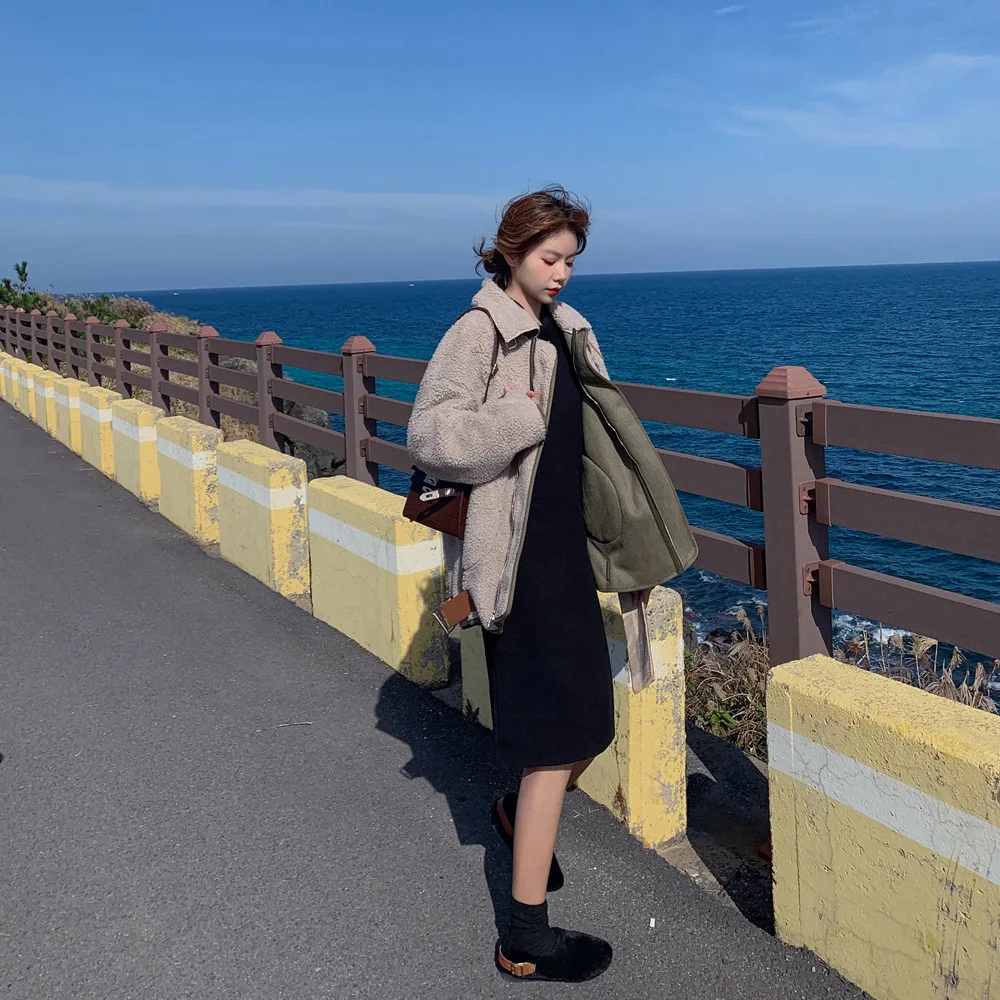 

Photo Shoot Fashionable WOMEN'S Dress 2019 Winter New Style Retro Laziness-Style Fur Lambs Wool Locomotive Short Coat