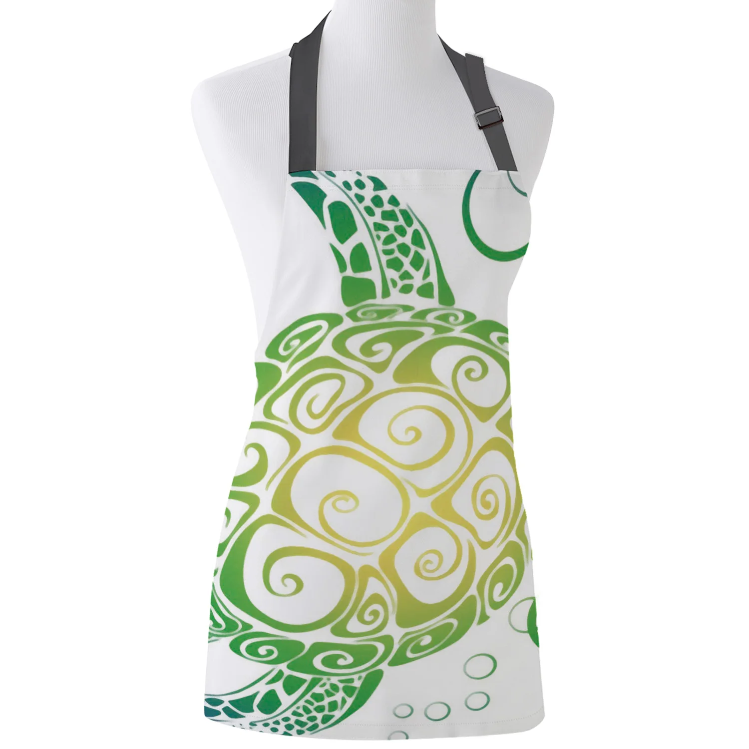 Turtle Green Art Apron Personalized Design Adjustable Canvas Kitchen